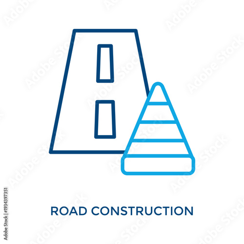 Road Construction Icon Outline Color Style. Vector Illustration For Graphic Design