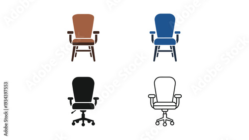 Four distinct office chairs showcasing various designs and functionalities