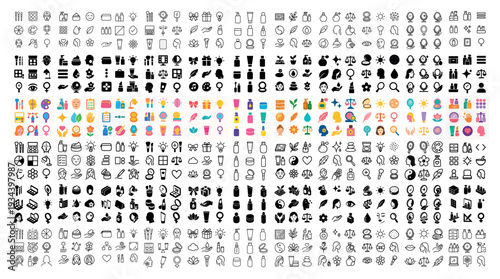 Mixed icons with bottle cup gift colorful