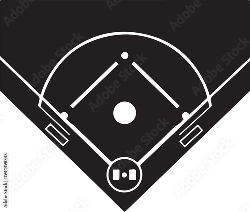 Baseball Field Diagram with Home Plate and Boundaries Shown