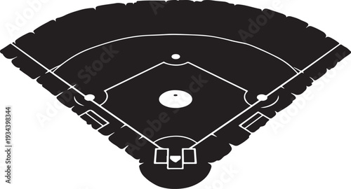 Baseball Field Diagram with White Lines and Markings Illustration