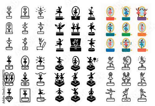 Award icons with dancer trophy pedestal outline