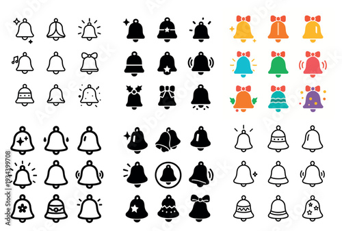 Celebration icons with bell bow ribbon colorful