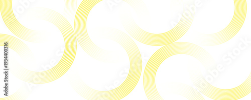 Abstract luxury yellow and white circular line pattern background with elegant flowing curves on white. vector illustration