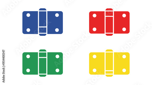 Four color-coded hinged rectangular panels displayed in a grid layout