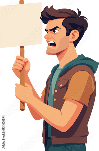 uomo che protesta manifestazione riunione politica azione vettoriale 