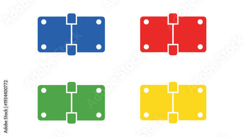Four color-coded modular connectors arranged in a two-by-two grid pattern