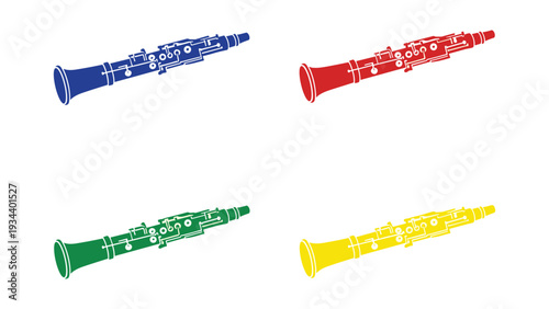 Colorful clarinets displayed in a visually appealing arrangement