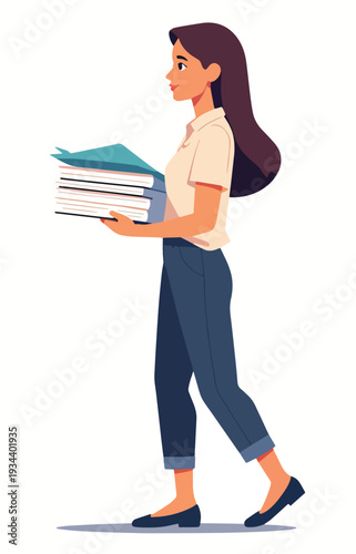 donna vestito giacca e cravatta con documenti in mano assistente ufficio segretario del lavoro vettoriale