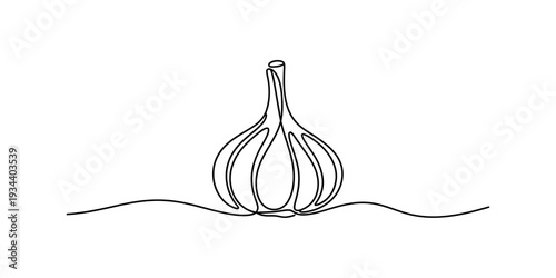 A minimalist continuous line drawing of a whole garlic bulb on a white background Vector, illustration