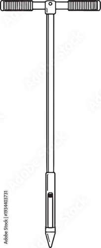 Farmer Soil Testing Probe Line Art Vector
