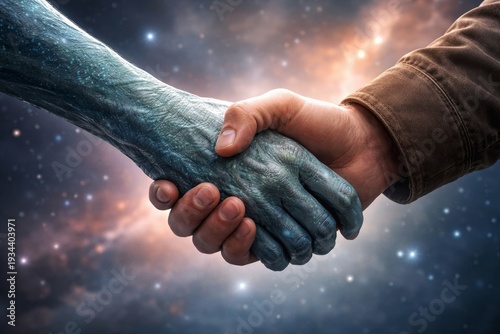 Alien and Humans Hands Friendship Friends