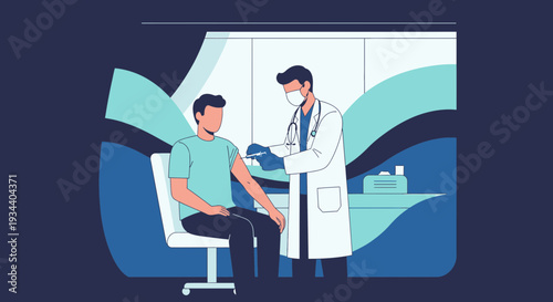 Doctor Administering Vaccine to Patient in Clinic