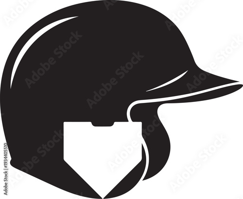 Black and White Motorcycle Helmet with Visor Icon Design