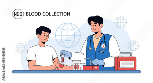 Doctor Performing Blood Collection for Medical Testing and Vaccination