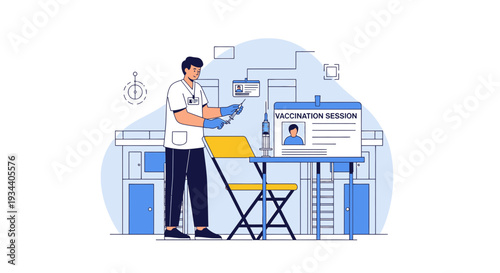 Doctor prepares vaccine injection for vaccination session, medical healthcare concept