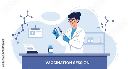 Doctor Preparing Syringe for Vaccination in Modern Medical Lab Setting