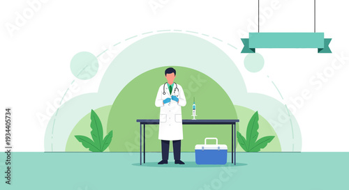 Doctor Preparing Medical Treatment with Syringe and Kit