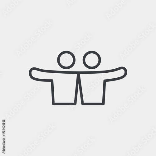 Friends icon set in flat and strokes. Suitable for graphic projects. EPS10