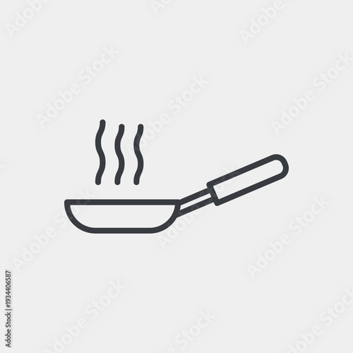 Frying pan icon set in flat and strokes. Suitable for graphic projects. EPS10