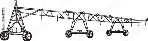 Agricultural Boom Irrigation System Line Art Vector