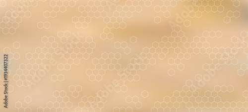 Futuristic technological background featuring subtle white hexagon outlines (honeycomb) over a soft blurred grey and neutral gradient. Ideal for tech presentations and corporate headers.
