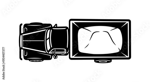 Vector illustration of a camera and old TV set