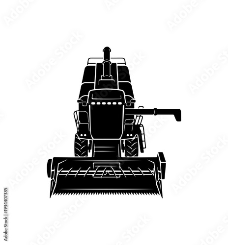Vector illustration of a black combine harvester