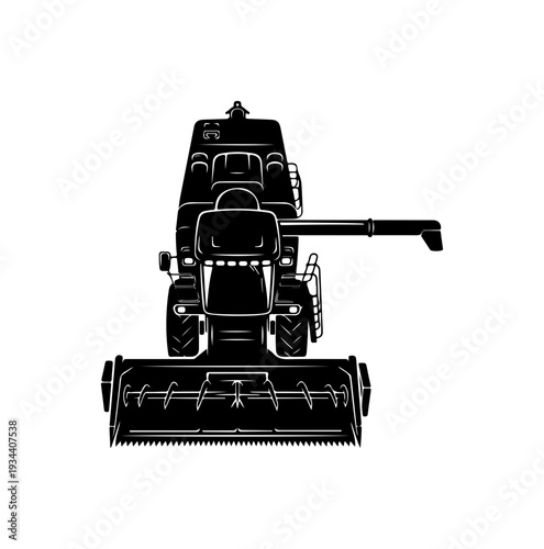 Vector illustration of a black combine harvester