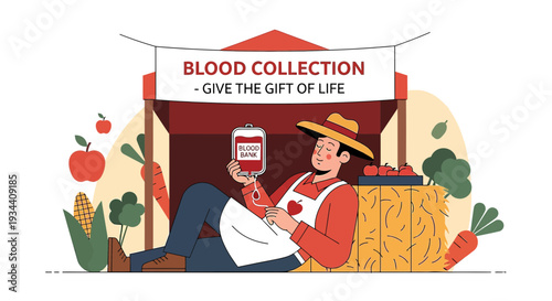 Farmer Donates Blood at Market Stall - Give the Gift of Life