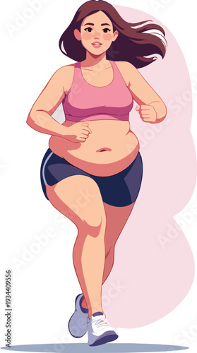 donna  che corre e fa ginnastica per tenersi in forma vettoriale 