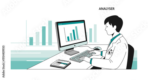 Healthcare Professional Analyzing Medical Data on Computer