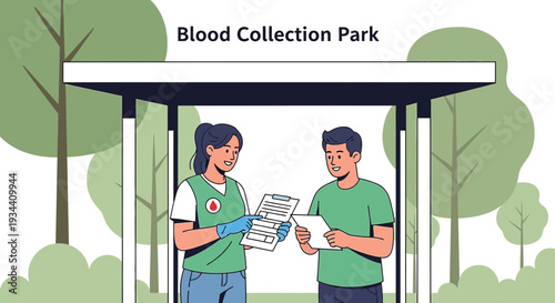 Healthcare Professional Conducting Blood Collection in Outdoor Park Setting