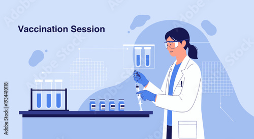 Healthcare Professional Prepares Injection for Vaccination Session in Laboratory