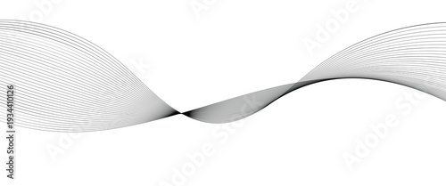 Abstract digital future technology concept background. Wavy curved line business background. Flowing lines wave pattern black color smooth curve shape isolated on white background. 
