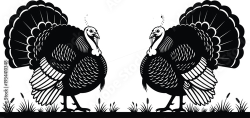 Majestic lion silhouette collection, black and white vector illustration set of African male lion walking poses, detailed wildlife animal design isolated on white background