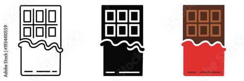 Chocolate line icon, food and sweet symbol, wrapped chocolate vector sign in clean linear style, isolated on white background, perfect for menu design, packaging, and food-related graphics.