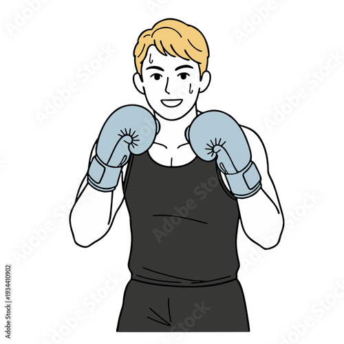 ボクシンググローブをつけた男性のイラスト	