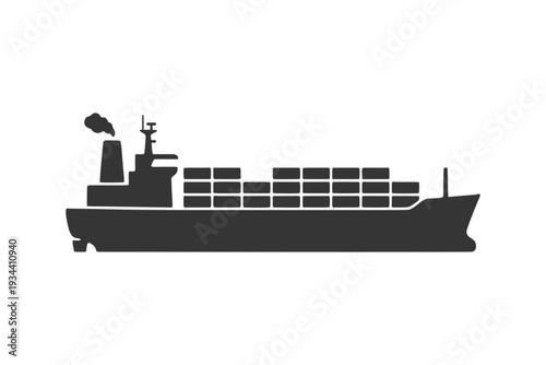 コンテナ船のシルエットアイコン