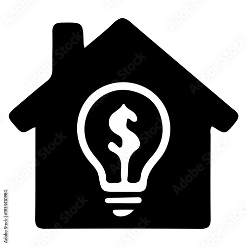 House Icon with Money Lightbulb Symbol