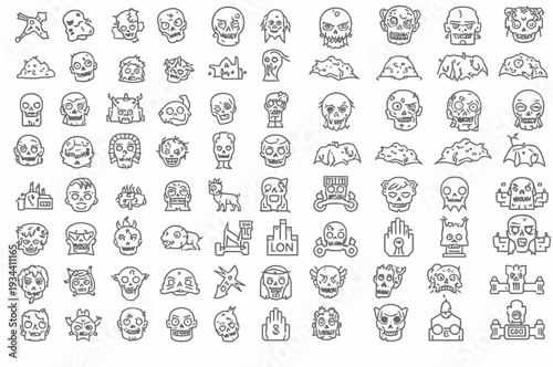 Collection of Simple Black and White Emoticons.
