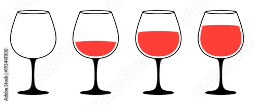 Wine Glasses Filling with Red Wine Vector Illustration