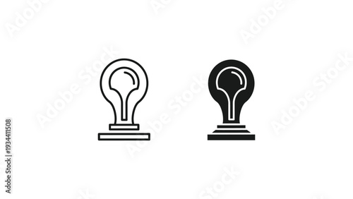 Contrast between illuminated and dark light bulb icons on base platforms