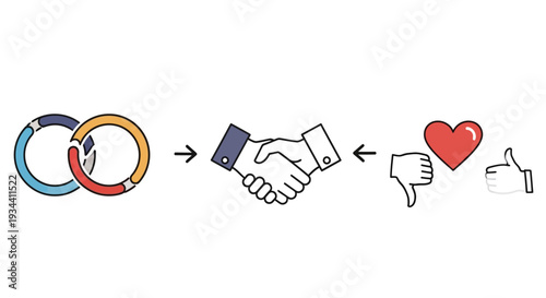 Handshake Agreement with Like and Dislike Symbols.