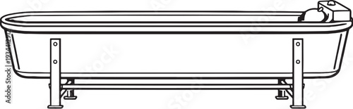 Farmer Livestock Water Trough Line Art Vector