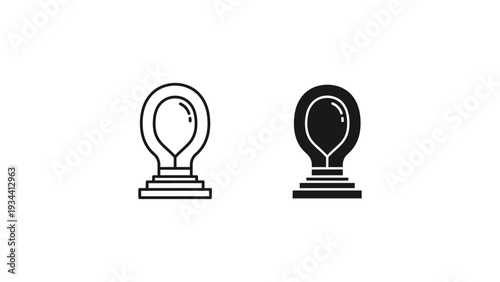 Contrast between illuminated and unlit light bulb icons on pedestals