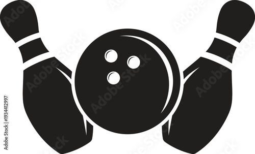 Bowling Ball Pins Silhouette Sport Game Equipment Icon Illustration
