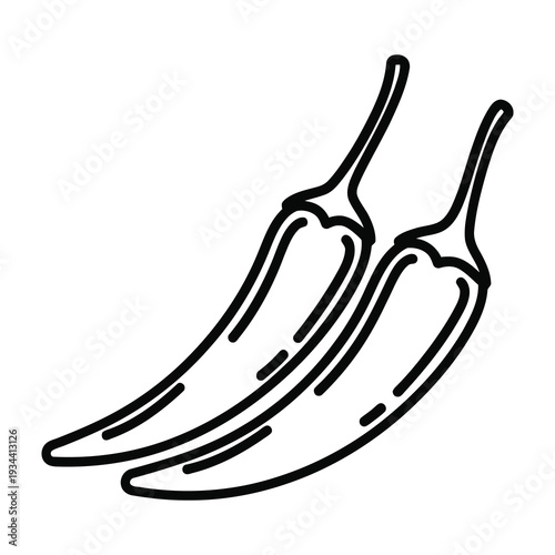 Minimalist sketch style spicy chili peppers pairing artwork design