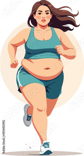 donna  che corre e fa ginnastica per tenersi in forma vettoriale 