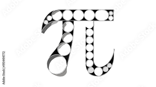 Pi symbol formed with circles, creative math concept.